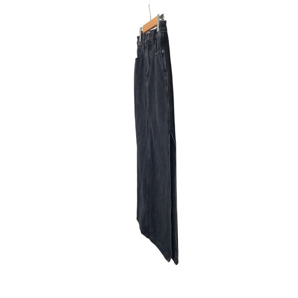 Aritzia TNA Black Denim Midi Skirt With Side Slit Size 4 - Picture 4 of 8